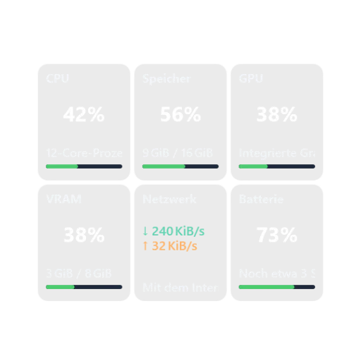 Systemmonitor — Dunkles Glas