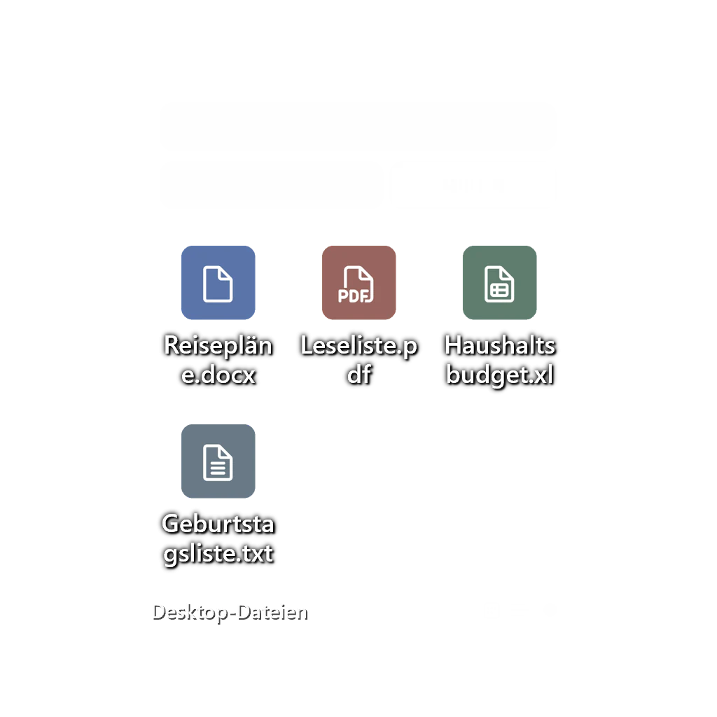 Desktop-Dateikategorien — Symbolraster — Dunkles Glas