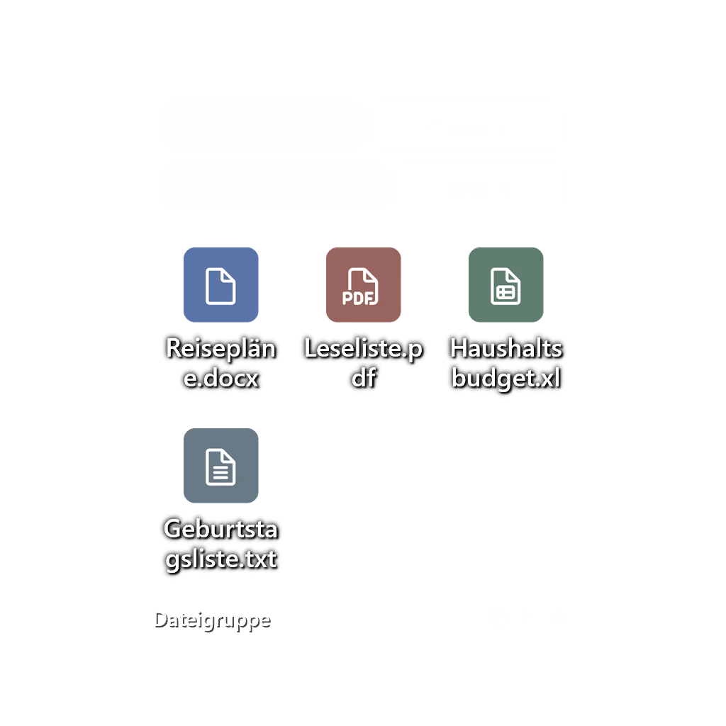 Dateigruppe — Symbolraster — Dunkles Glas