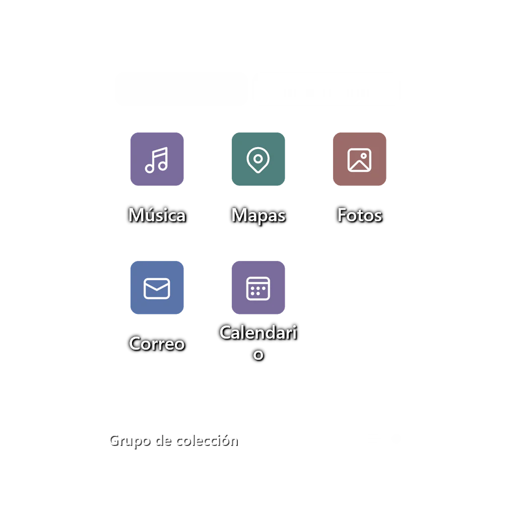Grupo de colecciones — Cuadrícula de iconos — Vidrio oscuro
