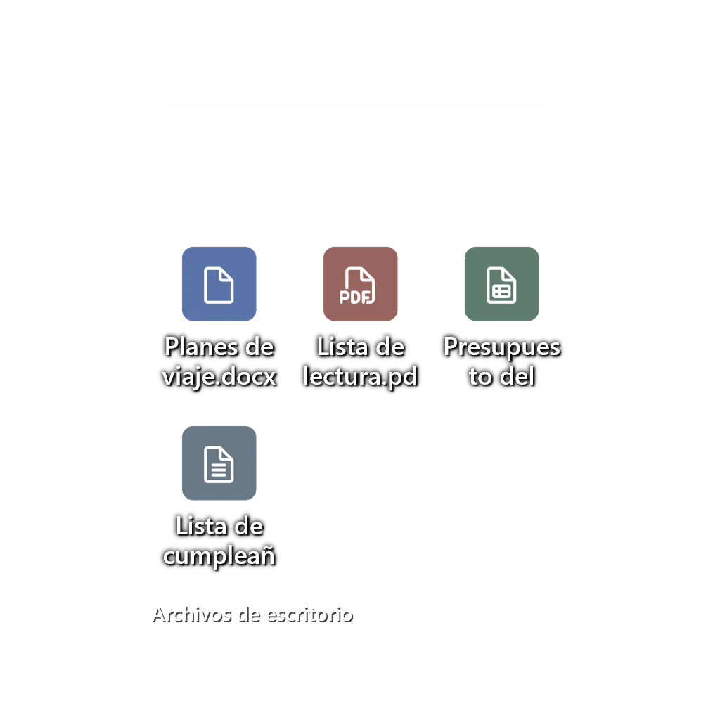 Clasificación de archivos del escritorio — Cuadrícula de iconos — Vidrio oscuro