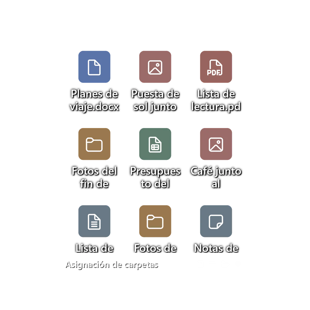 Mapeo de carpetas — Cuadrícula de iconos — Vidrio oscuro